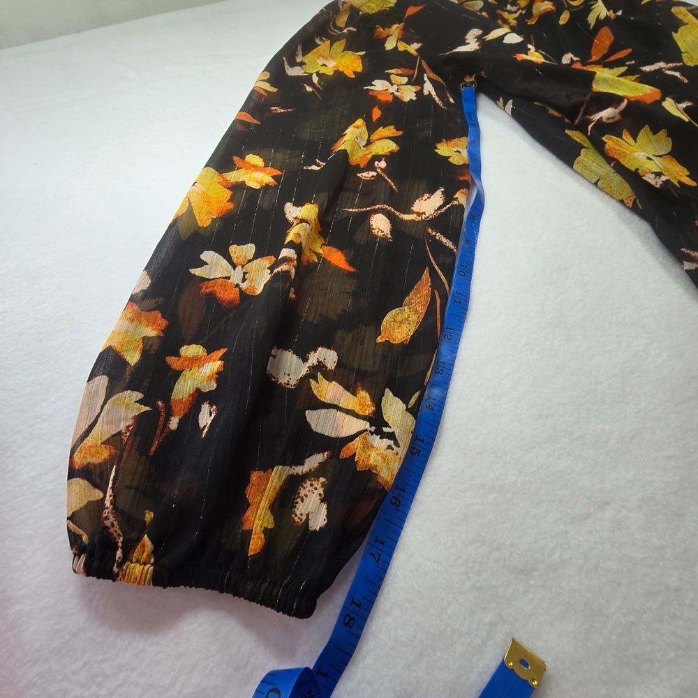 Nanette Lepore Lightweight Camisole & Floral Sheer Top Sz Large Metallic Artsy - Picture 9 of 16